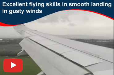 Excellent flying skills in smooth landing in gusty winds